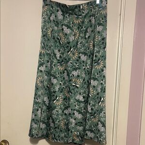 Ann Taylor A-Line Skirt in Floral Green and Cream